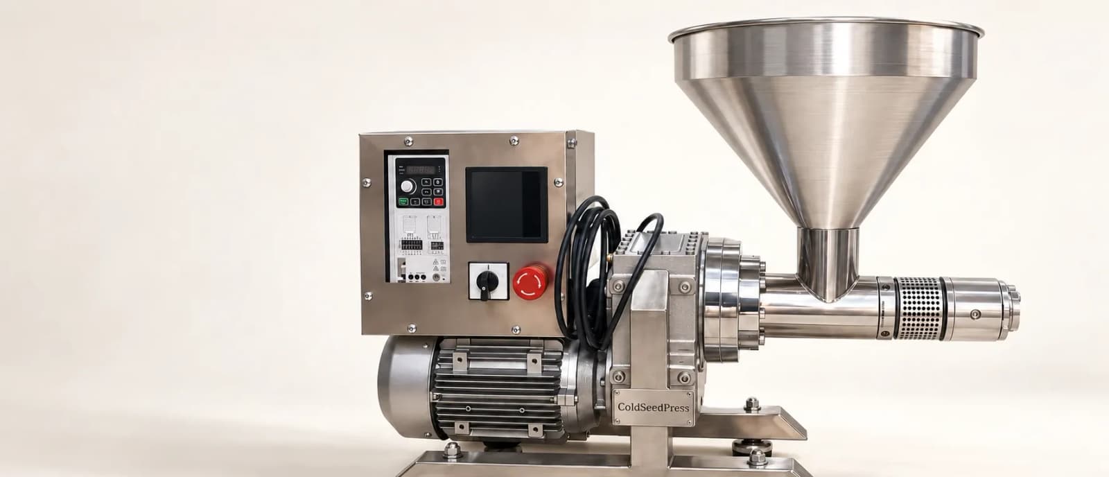 Cold press oil machine with a large feed hopper
