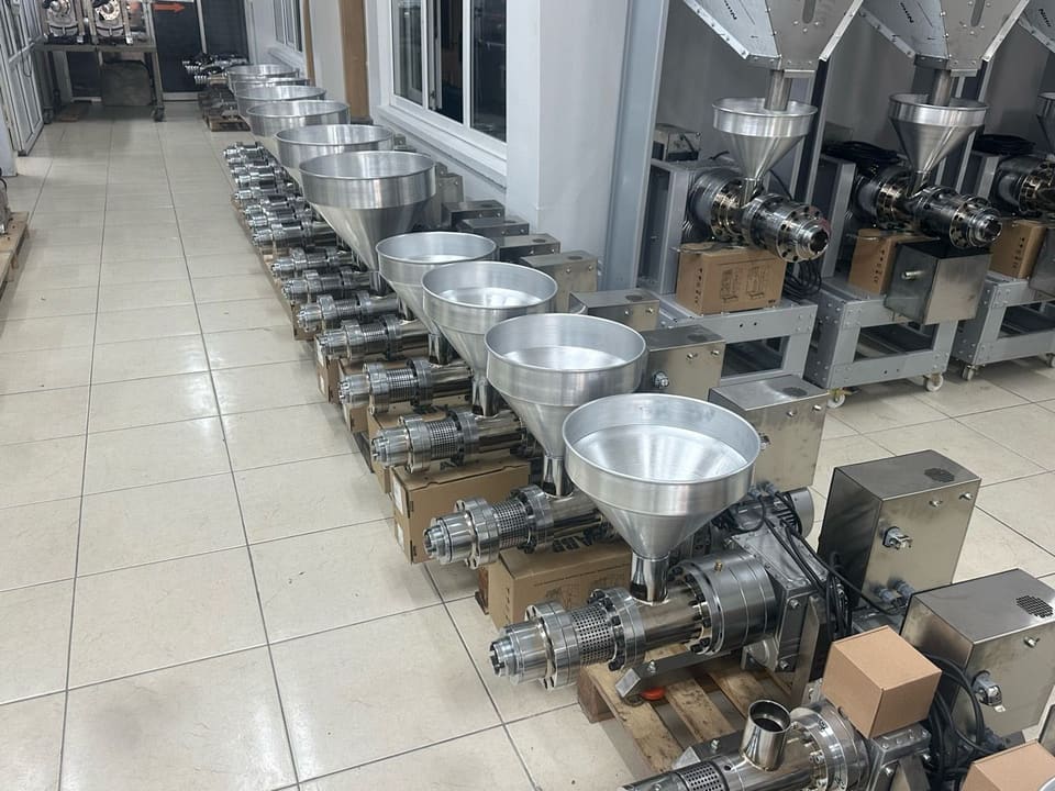 ColdSeedPress cold oil press machines lined up for dispatch — view 1 of 2